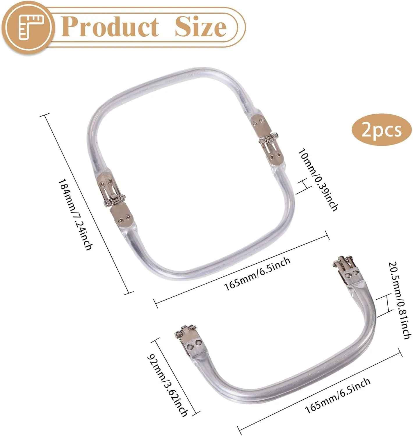 CHGCRAFT 2Pcs Purse Clasp Frame Kiss Locks Frame Replacements Handles Frame for Purse Making Cloud Bag Handbag Making Sewing Bag Clutch Crafts DIY Projects,16.5x9.2x2.05cm