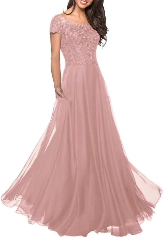 Chiffon Mother of The Bride Dresses Lace Appliques Prom Dresses 2025 A Line Elegant Formal Evening Gowns ACE165