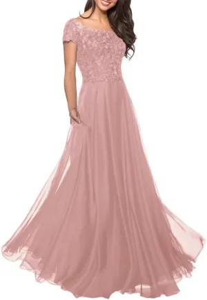Chiffon Mother of The Bride Dresses Lace Appliques Prom Dresses 2025 A Line Elegant Formal Evening Gowns ACE165