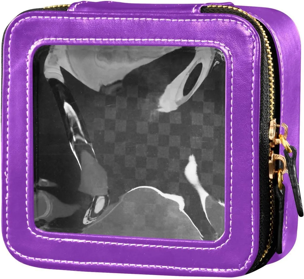 CHIFIGNO Dark Orchid Cosmetic Bag for Travel, Women's Cosmetic Bag, Make Up Travel Bag Organizer