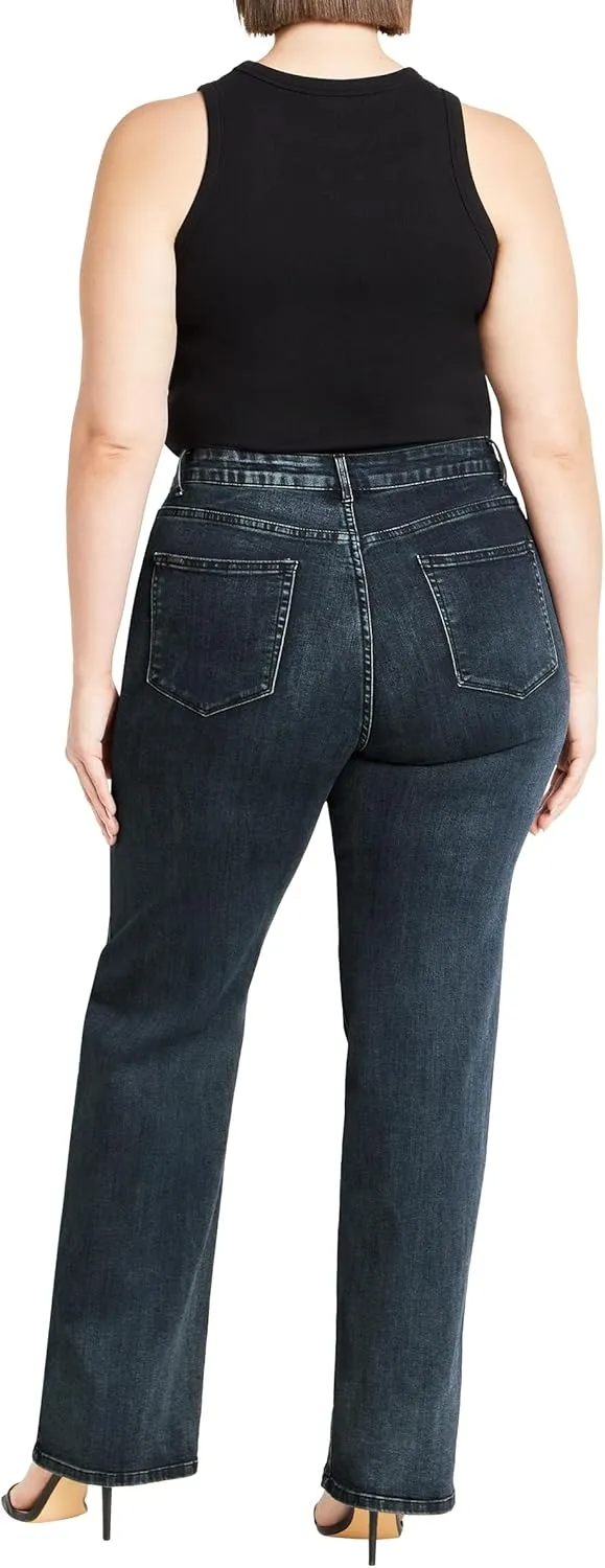 City Chic Women's Plus Size Harley Ivy Straight Jean
