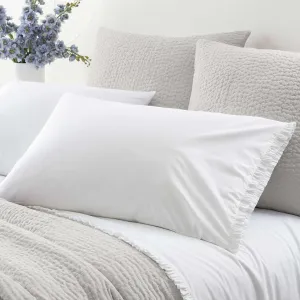 Classic Ruffle White Pillowcases (Pair), King Size, White Solid Pattern