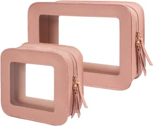 Clear Makeup Bag Set for Women, Travel Makeup Pouch Portable Waterproof Cosmetic Bags with Zipper Clear Toiletry Bag for Traveling Small Make up Pouch for Purse Mini Cosmetic Case Car Organizer Bag ﻿