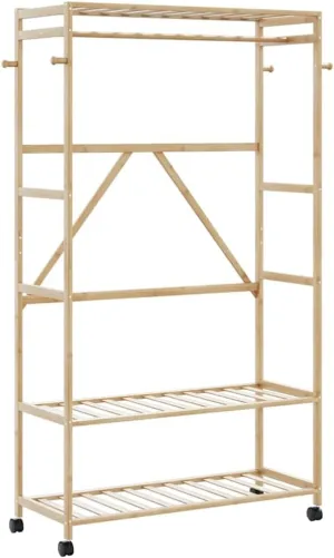 Clothes Rack with Shelves and Wheels, Lightweight Design with Max Load Capacity, Storage Solution, 43.3"x15.7"x70.9"
