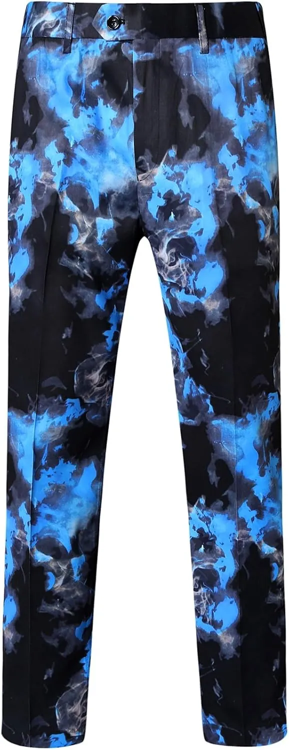 Cloudstyle Mens 2 Piece Print Suit Floral Party Dress Jacket Slim 2 Button Blazer Pants
