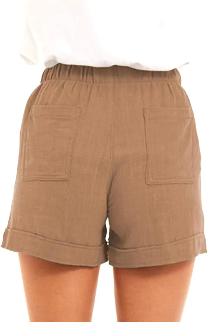 CNFUFEN Summer Lounge Shorts for Women Fashion Linen Wide Leg Flowy Comfy Pants