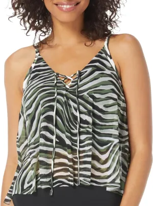 COCO REEF Femme Bra Sized Mesh Layer Tankini — Cup Sizes C, D, DD Underwire Swim Top