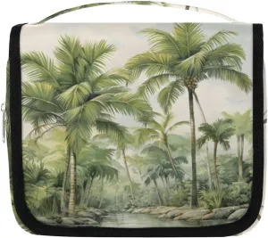 Coconut Palm Hanging Travel Toiletry Bag Kit Makeup Case Cosmetics Organizer Tropical Palm Trees Toiletry Bag for Women Make up Accessories Shampoo Body Cream Brushes Set