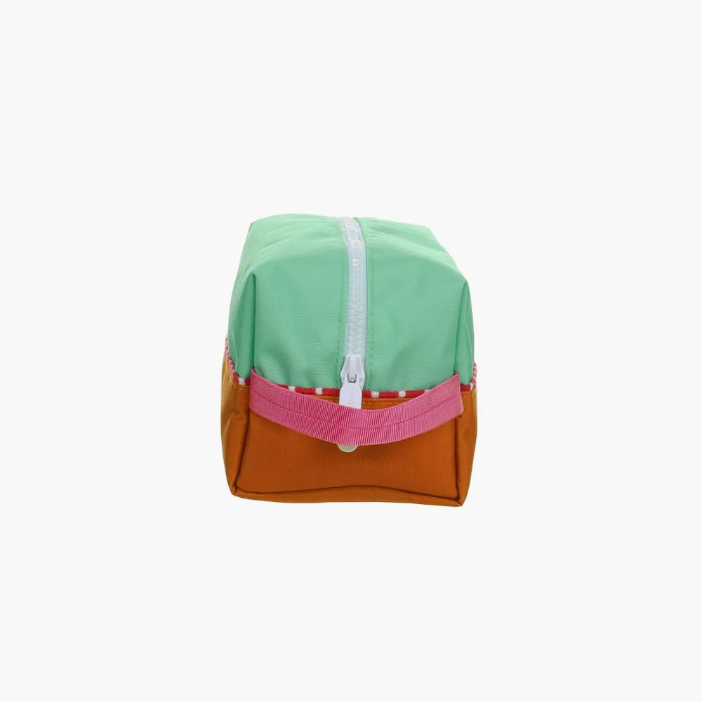 Color Block Toiletry Bag - Mint   Orange