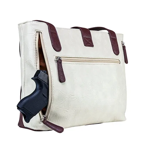 Concealed Carry Shldr Bag-off Wht-brgundy
