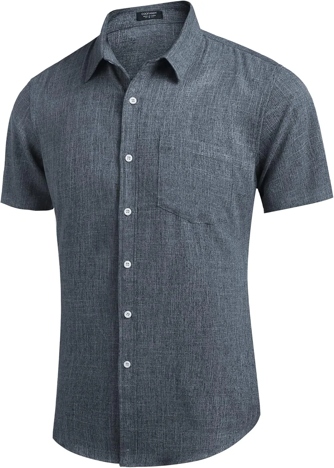 COOFANDY Men's Casual Button Down Shirts Short Sleeve Linen Shirts Summer Beach Dress Shirt