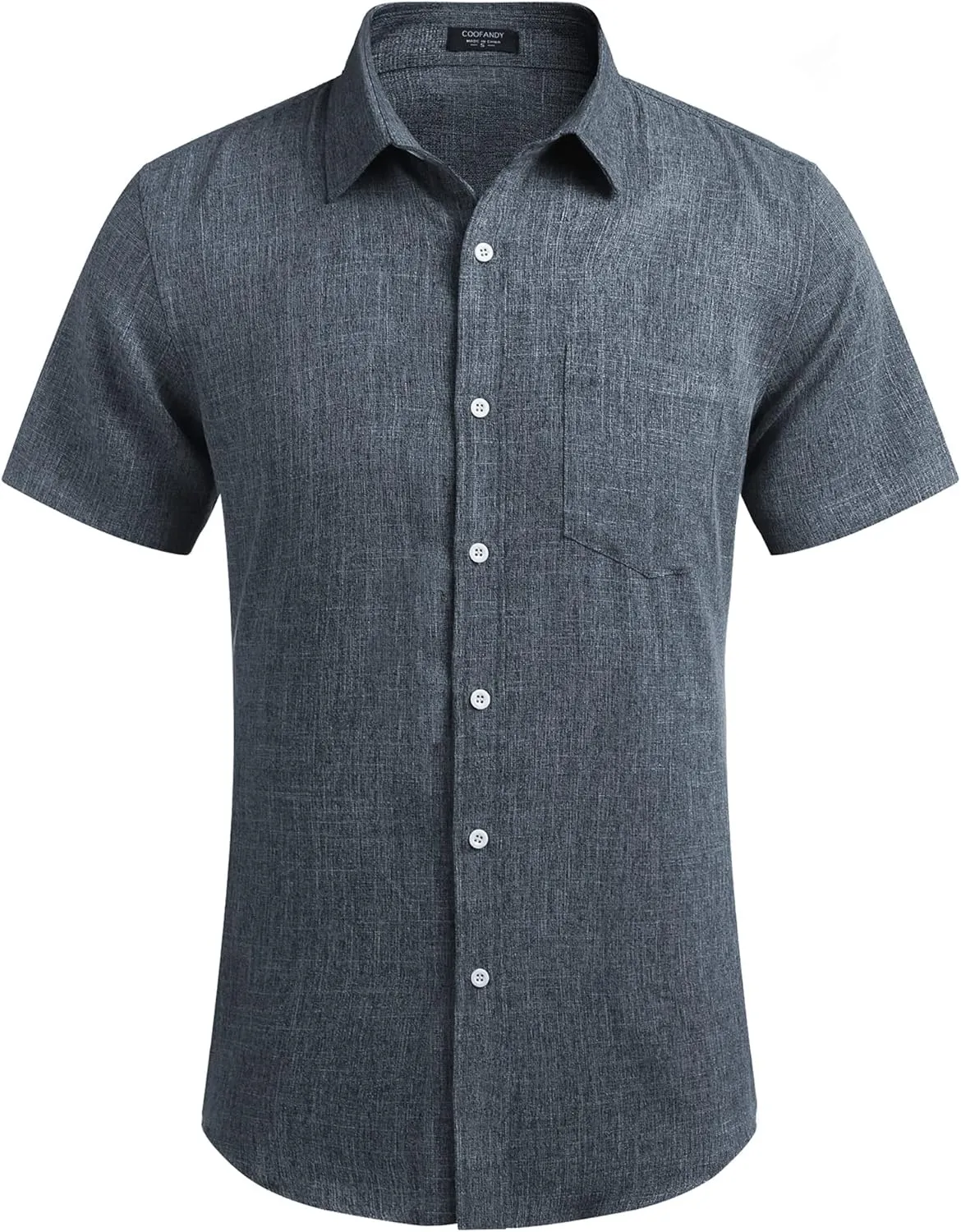 COOFANDY Men's Casual Button Down Shirts Short Sleeve Linen Shirts Summer Beach Dress Shirt