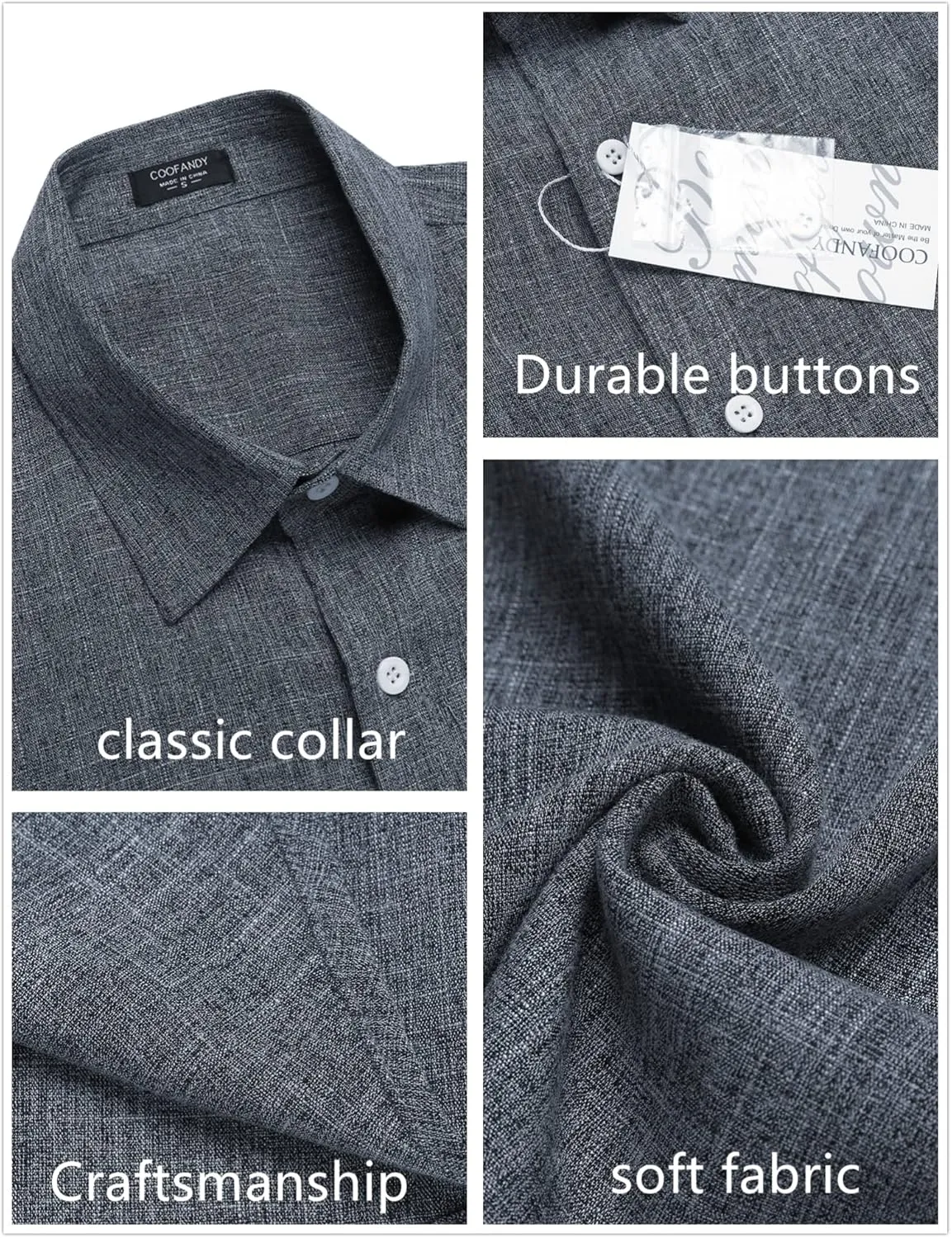 COOFANDY Men's Casual Button Down Shirts Short Sleeve Linen Shirts Summer Beach Dress Shirt