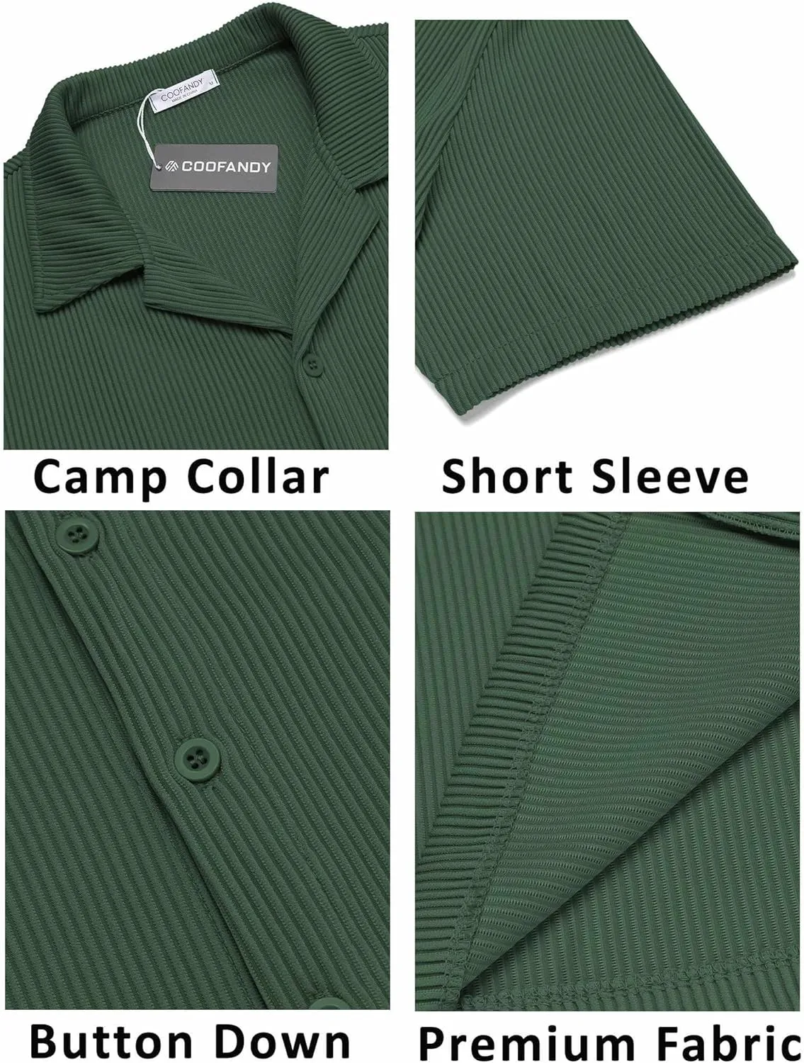 COOFANDY Men's Casual Button Down Shirts Short Sleeve Regular Fit Fashion Camp Beach Shirts Tops