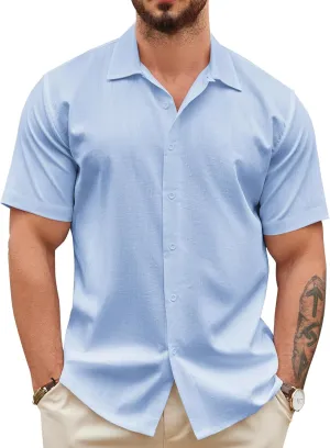 COOFANDY Men's Casual Button Down Shirts Short Sleeve Wrinkle-Free Summer Beach Wear