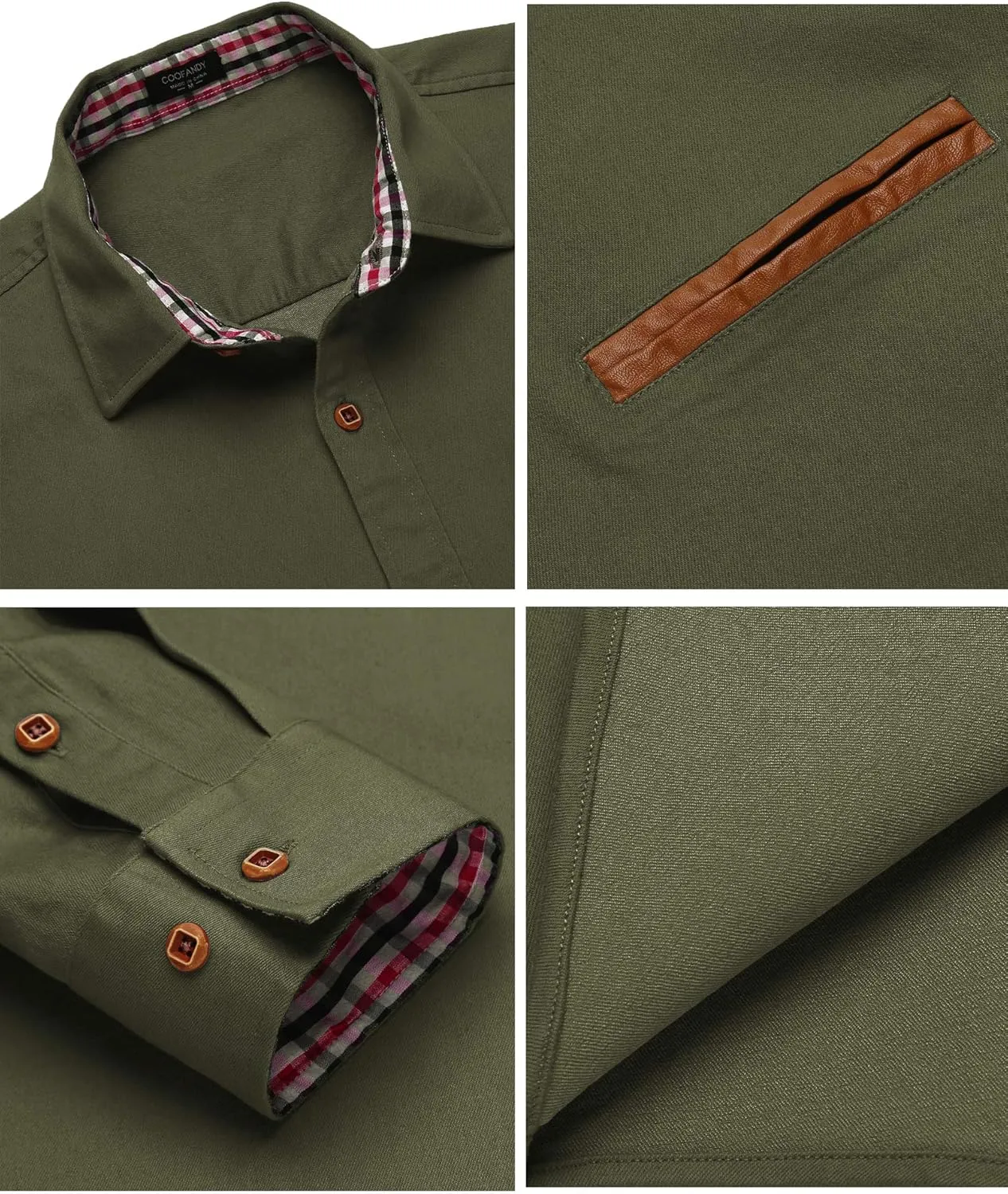 COOFANDY Men's Casual Dress Shirt Button Down Shirts Long-Sleeve Plaid Collar Denim Work Shirt
