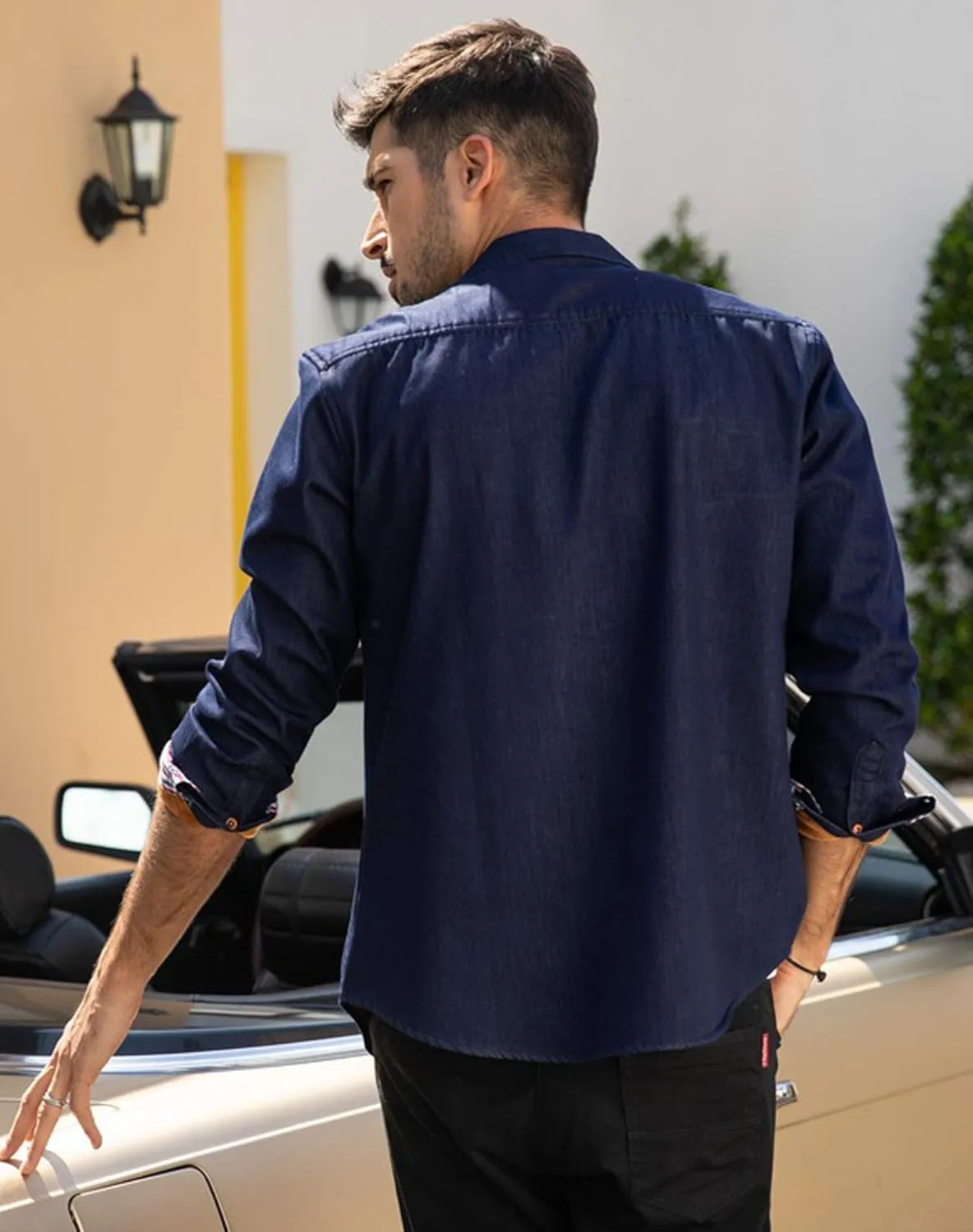 COOFANDY Men's Casual Dress Shirt Button Down Shirts Long-Sleeve Plaid Collar Denim Work Shirt