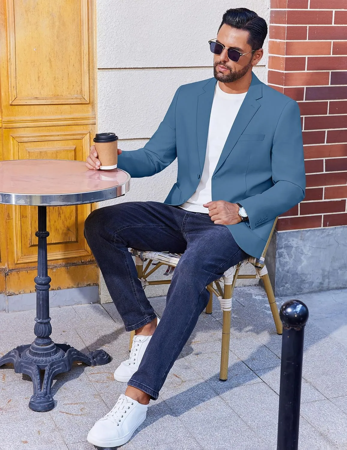 COOFANDY Men's Casual Linen Blazer Jacket Lightweight Sport Coats Two Button Suit Jackets