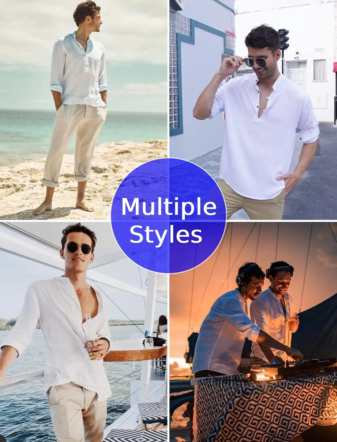 COOFANDY Men's Cotton Linen Henley Shirt Casual Beach Hippie Shirts Long Sleeve T-Shirts