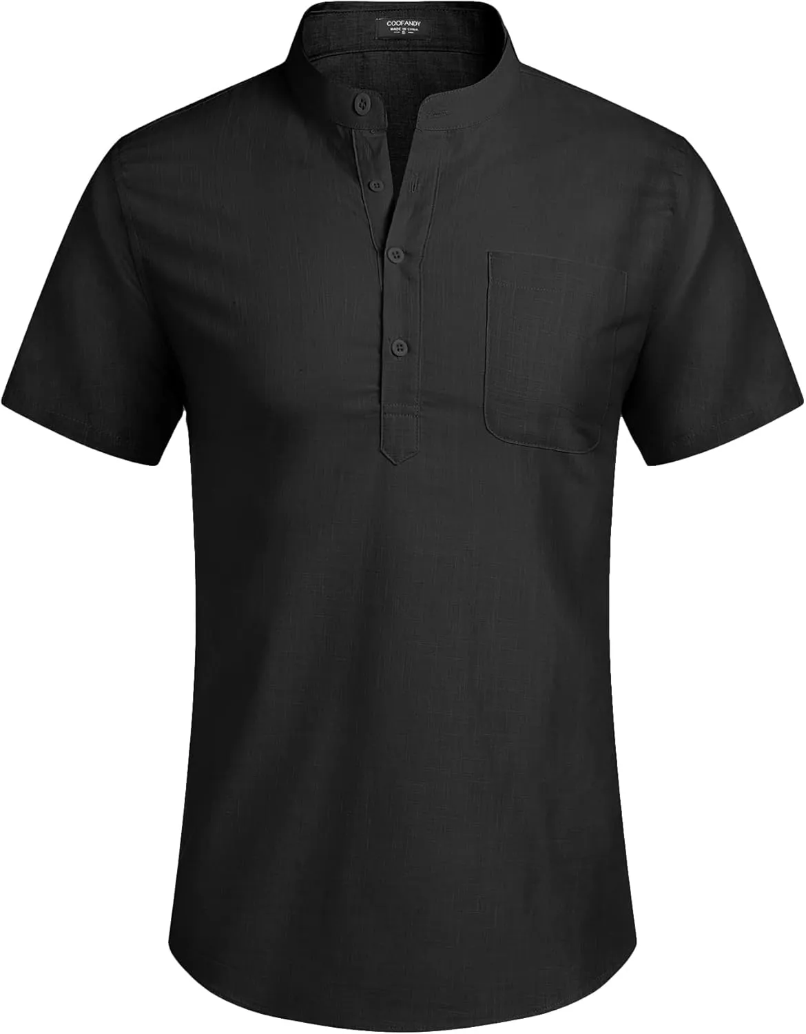 COOFANDY Men's Cotton Linen Henley Shirt Short Sleeve Hippie Casual Beach T-Shirts with Pocket