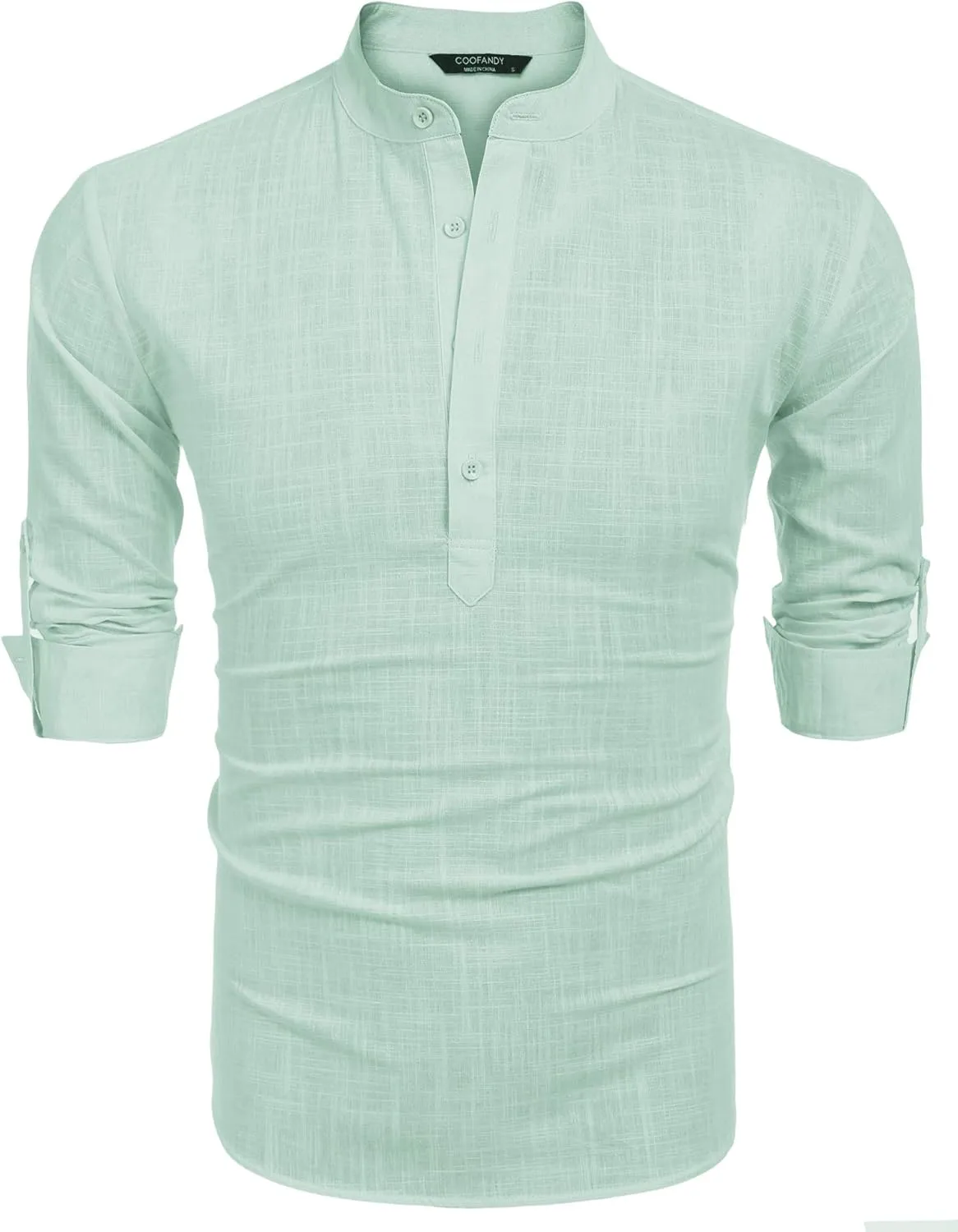 COOFANDY Men's Cotton Linen Henley T-Shirts Long Sleeve Hippie Casual Beach T-Shirts