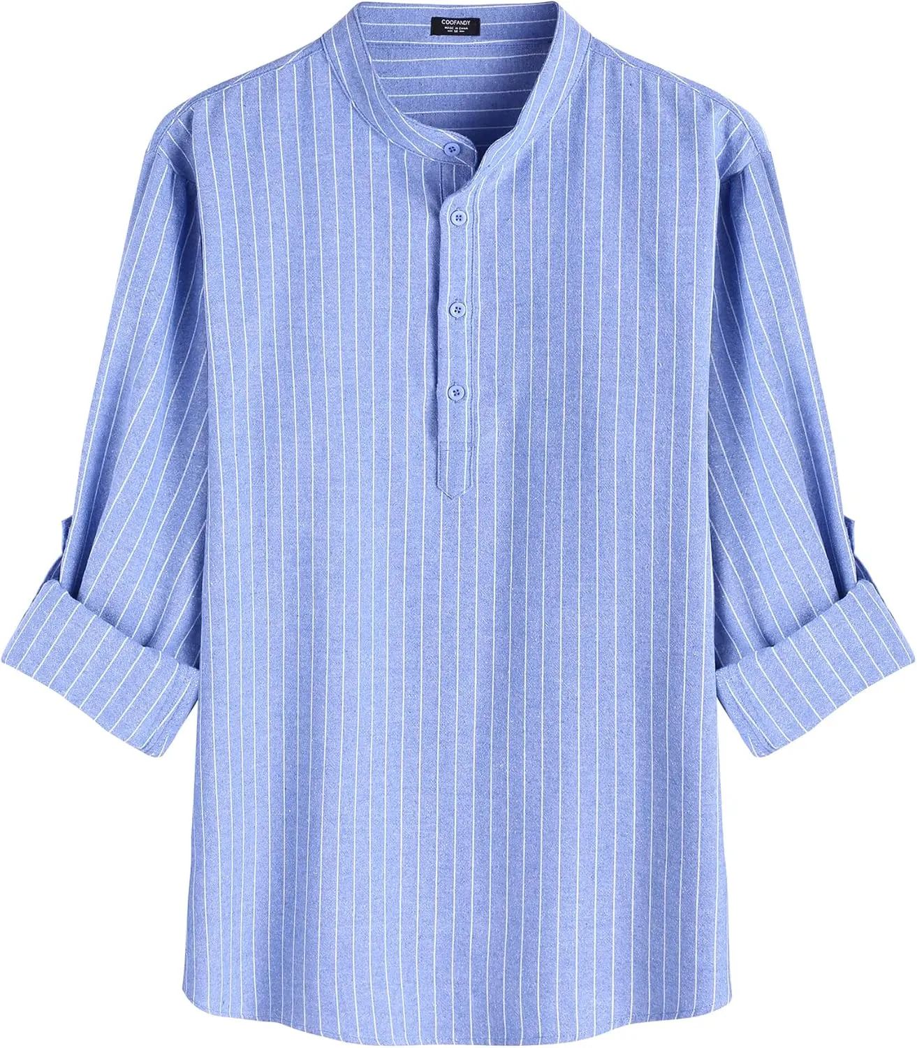 COOFANDY Men's Cotton Linen Henley T-Shirts Long Sleeve Hippie Casual Beach T-Shirts