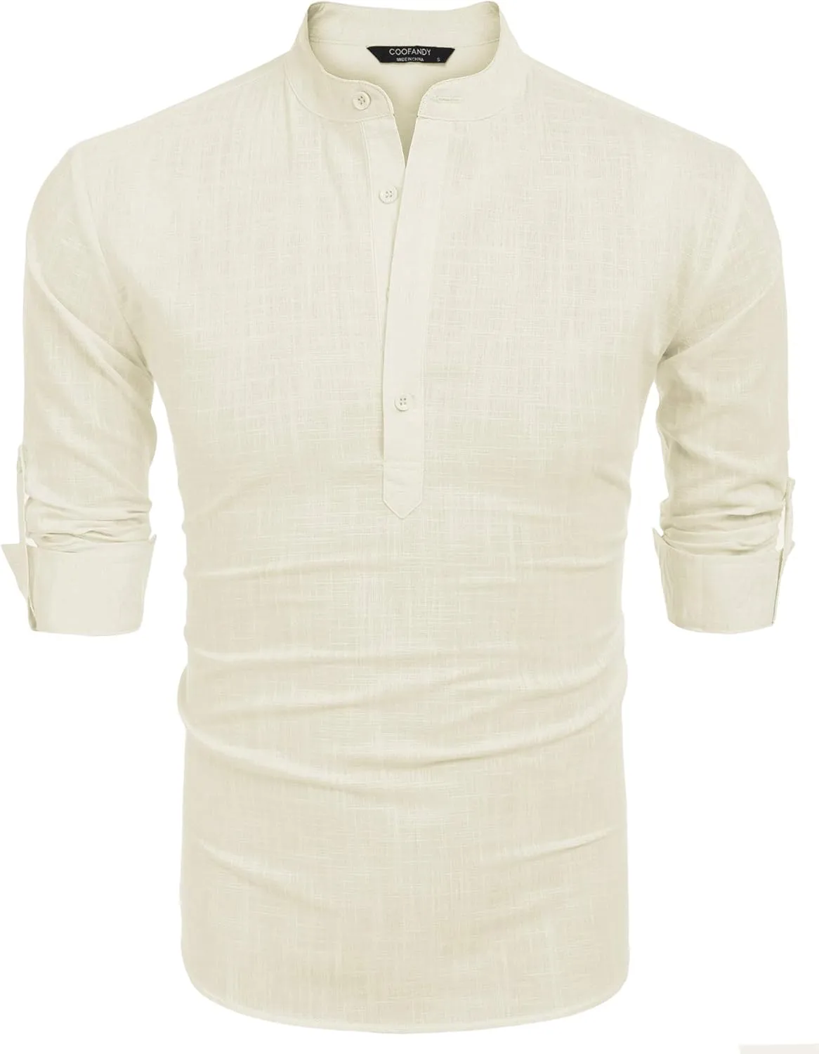COOFANDY Men's Cotton Linen Henley T-Shirts Long Sleeve Hippie Casual Beach T-Shirts