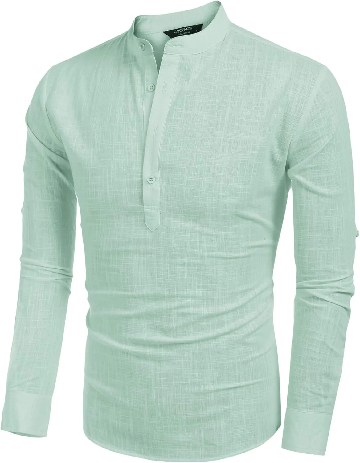 COOFANDY Men's Cotton Linen Henley T-Shirts Long Sleeve Hippie Casual Beach T-Shirts