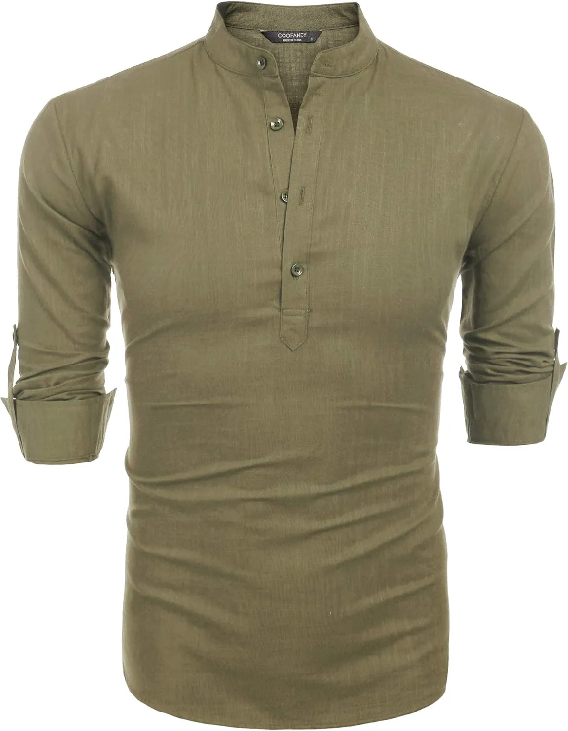 COOFANDY Men's Cotton Linen Henley T-Shirts Long Sleeve Hippie Casual Beach T-Shirts