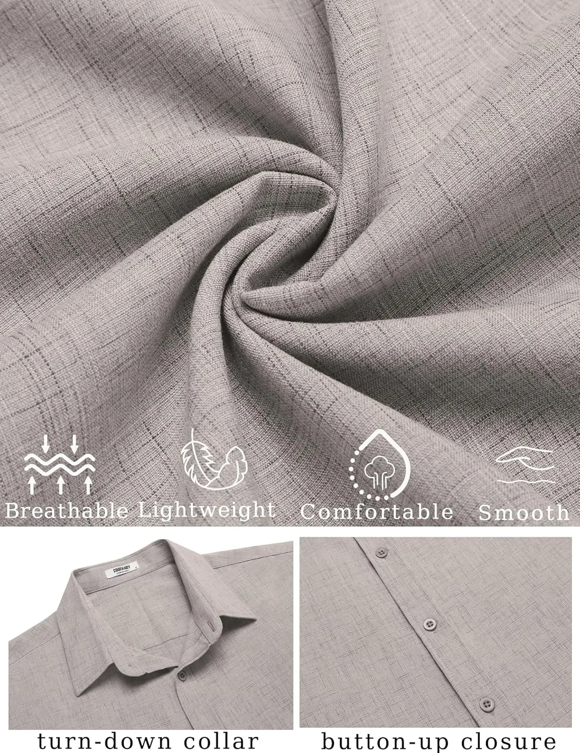 COOFANDY Mens Linen Shirt Casual Short Sleeve Button Down Shirt Summer Beach Vacation Wedding Wear