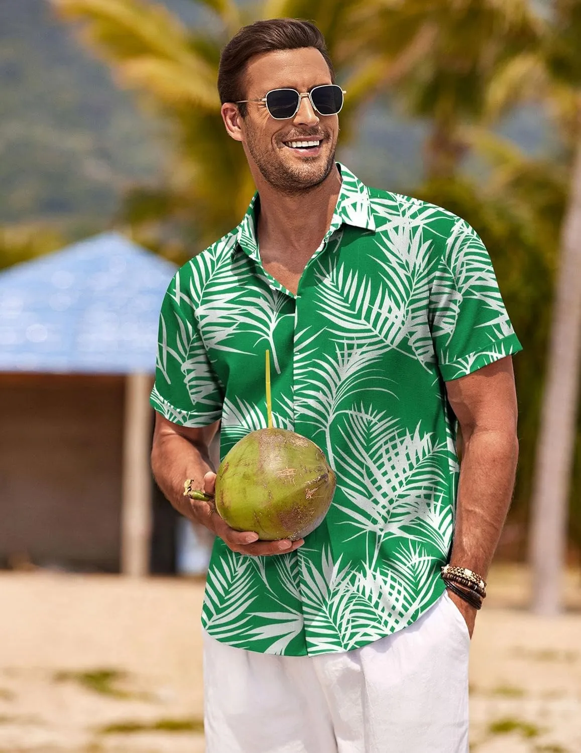 COOFANDY Men's Linen Shirts Short Sleeve Casual Shirts Button Down Shirt for Men Beach Summer Wedding Shirt