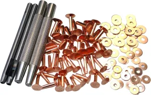 Copper Rivets and Burrs Size 9 and Size 12 Copper Rivet Fastener Install Setting Tool Hole Punch Tool Assorted Kit