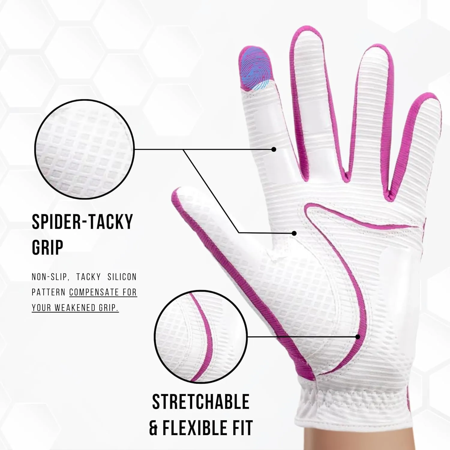 Copper Tech Ladies Golf Gloves Women Right Handed Golfer & Left Handed Golfer 2 Pack | Copper Compression Joint Support | Flexible & Comfortable Fit with Premium Leather | Tacky Grip Reinforced Pad