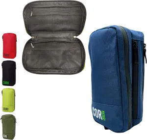 COR Surf Compact Toiletry Travel Bag | Hanging, Premium Mens and Women Dopp Kit for Travel | Waterproof with 4 Separate Compartments and Waterproof Zippers (Dark Blue)