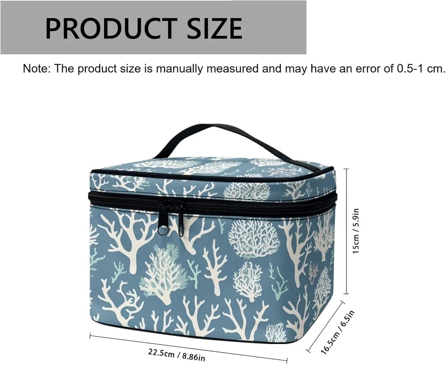 Coral Texture Make Up Pouch Bags for Travel Toiletry Bag, Sea Coral Print Women Cosmetic Bag Portable Zipper Toiletry Storage Bag, Slate Blue