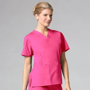 Core 1016 Women’s Classic V-Neck Top Hot Pink