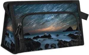 Cosmetic Bag for Women,Waterproof Portable Toiletry Pouch,Travel Toiletry Organizer,Large Cosmetic Pouch,Aesthetic Makeup Organizer Meteor Shower