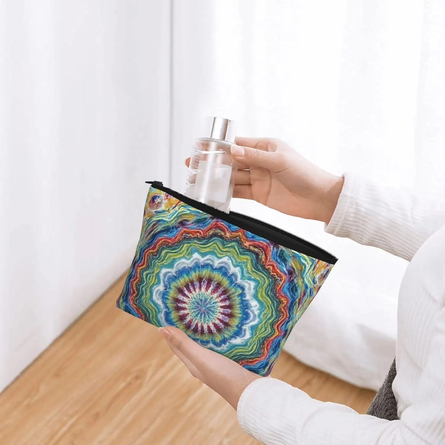 Cosmetic Bag Portable Makeup Bag Tie Dye Toiletry Bag Large Capacity Zipper Pouch Waterproof Toiletry Pouch Makeup Organizer Case for Women Men