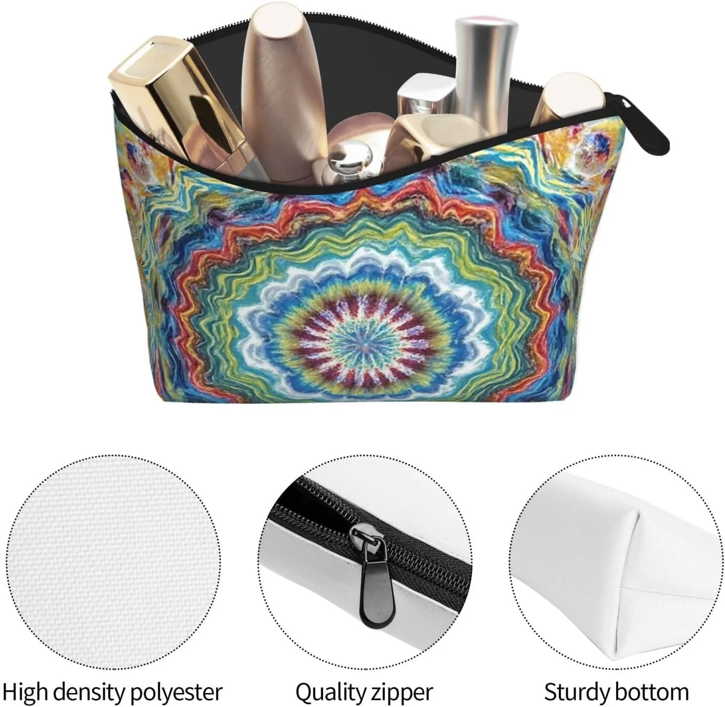 Cosmetic Bag Portable Makeup Bag Tie Dye Toiletry Bag Large Capacity Zipper Pouch Waterproof Toiletry Pouch Makeup Organizer Case for Women Men