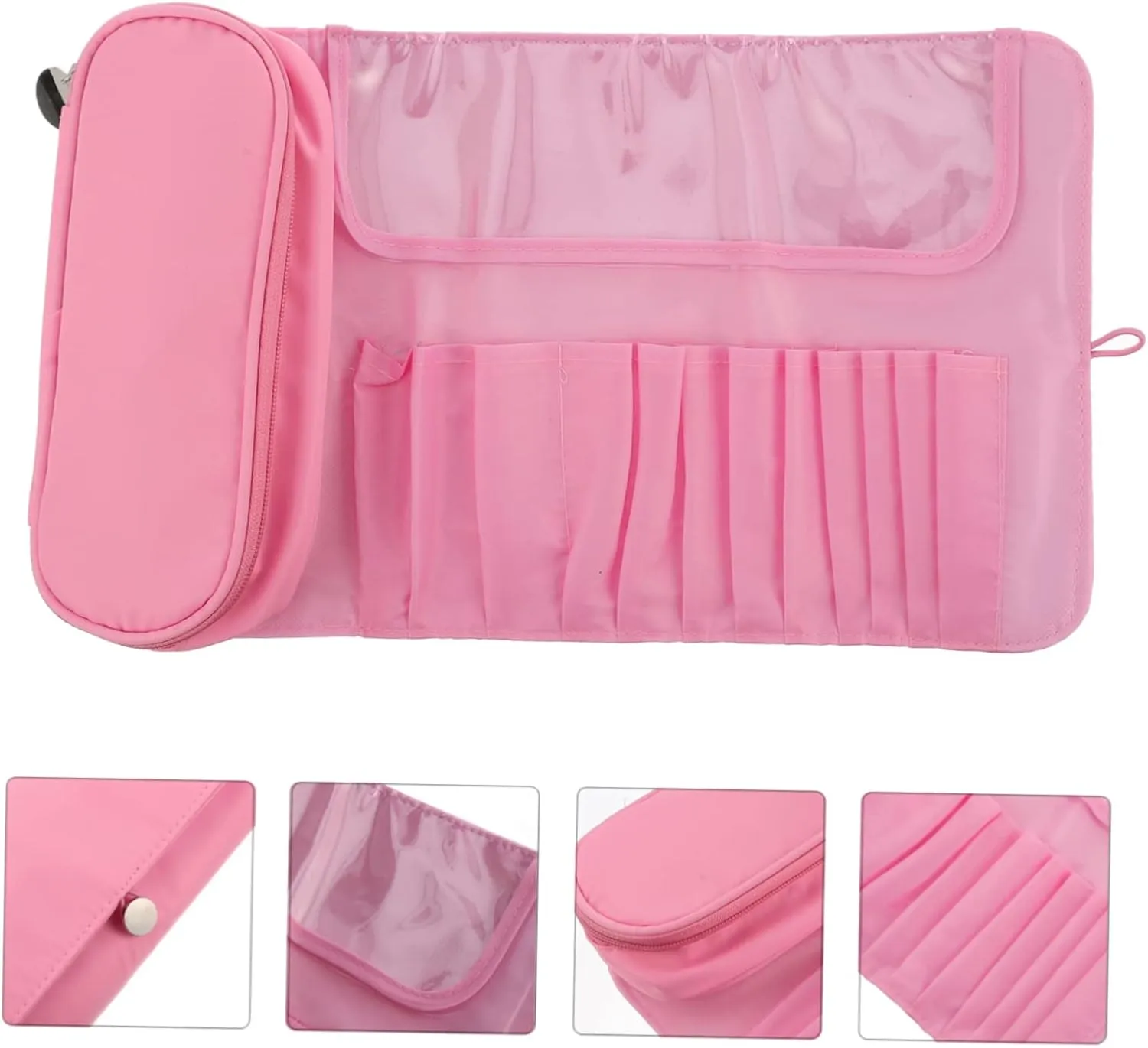 Cosmetic Organizer Bag Brush Rolling Case Multi-compartment Toiletry Bag Makeup Brush Pouch Pink Professional Brushes