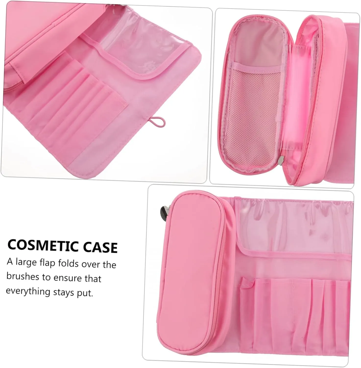 Cosmetic Organizer Bag Brush Rolling Case Multi-compartment Toiletry Bag Makeup Brush Pouch Pink Professional Brushes