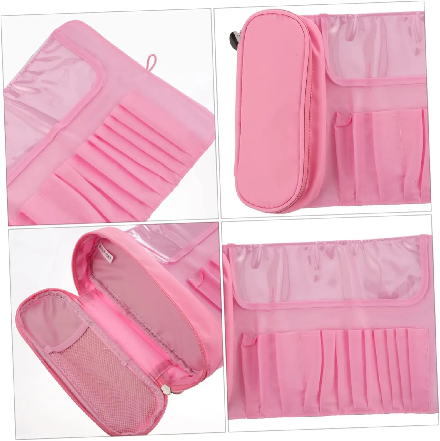 Cosmetic Organizer Bag Brush Rolling Case Multi-compartment Toiletry Bag Makeup Brush Pouch Pink Professional Brushes