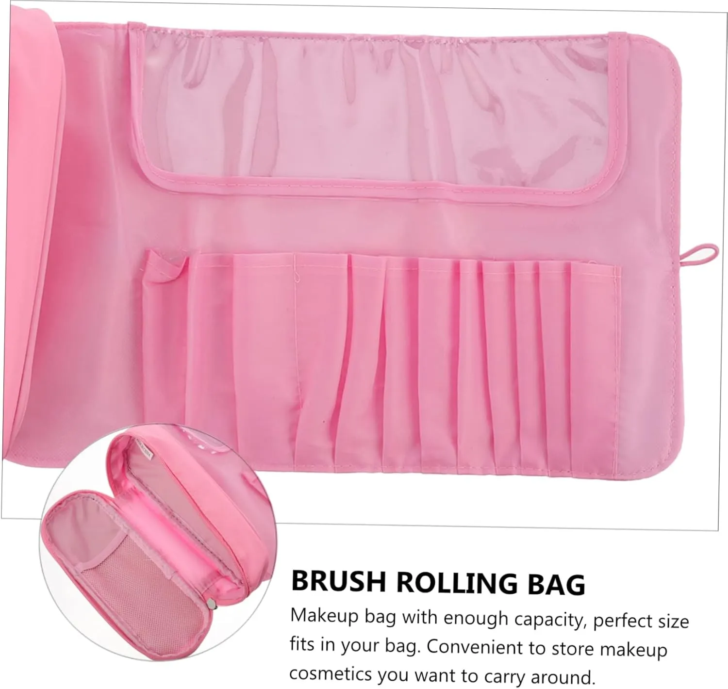 Cosmetic Organizer Bag Brush Rolling Case Multi-compartment Toiletry Bag Makeup Brush Pouch Pink Professional Brushes