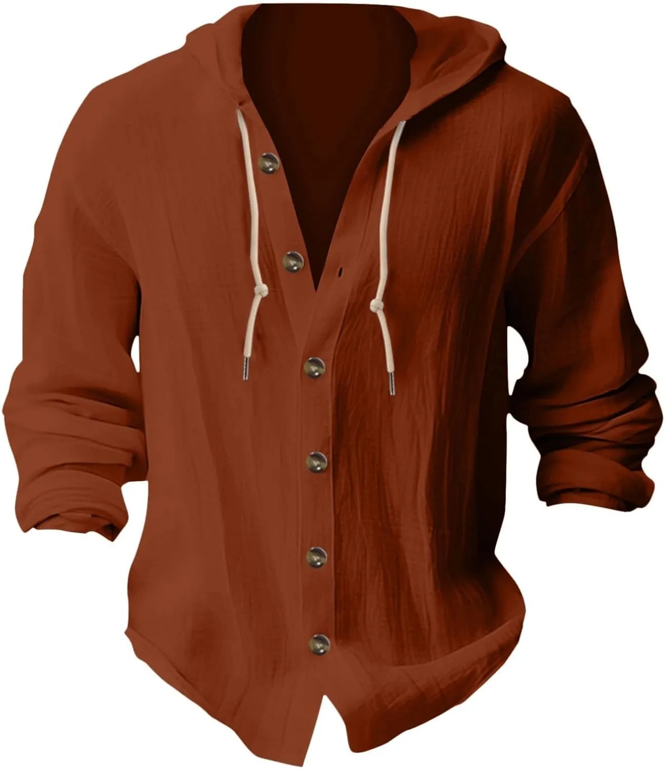 Cotton Hoodie for Mens Long Sleeve Linen Button Down Shirt Summer Casual Hawaiian Beach Tops Lightweight Work Tshirt