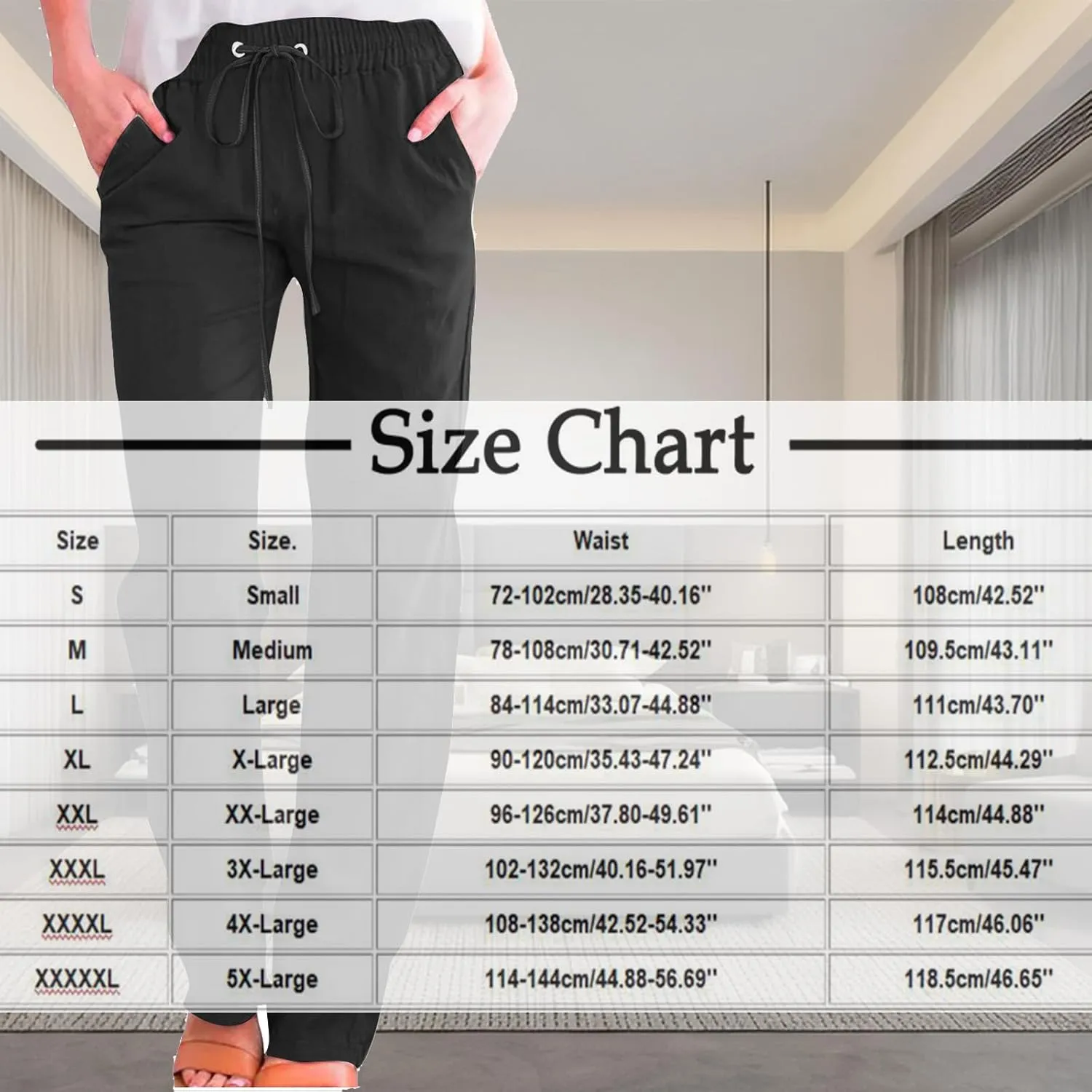 Cotton Linen Pants for Women Dressy Casual High Waisted Drawstring Pant Causal Summer Straight Leg Lounge Trousers
