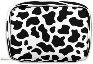Cow Print Small Makeup Bag Travel Cosmetic Bag Wide-Open Travel Toiletry Bag For Women Cute Small Makeup Bag For Purse Polyester Zipper Portable Waterproof