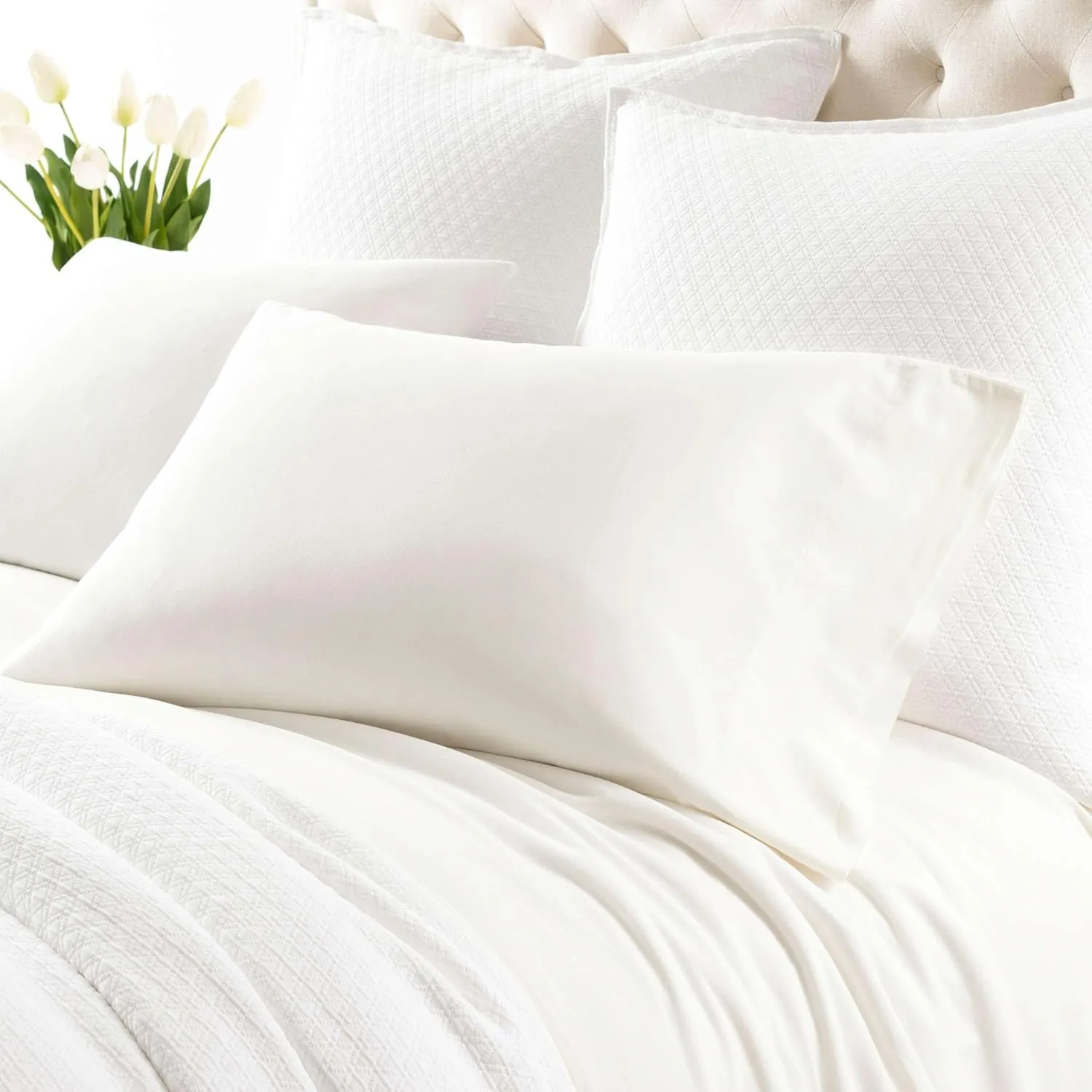 Cozy Cotton Ivory Sheet Set, King Size, Ivory Solid Pattern
