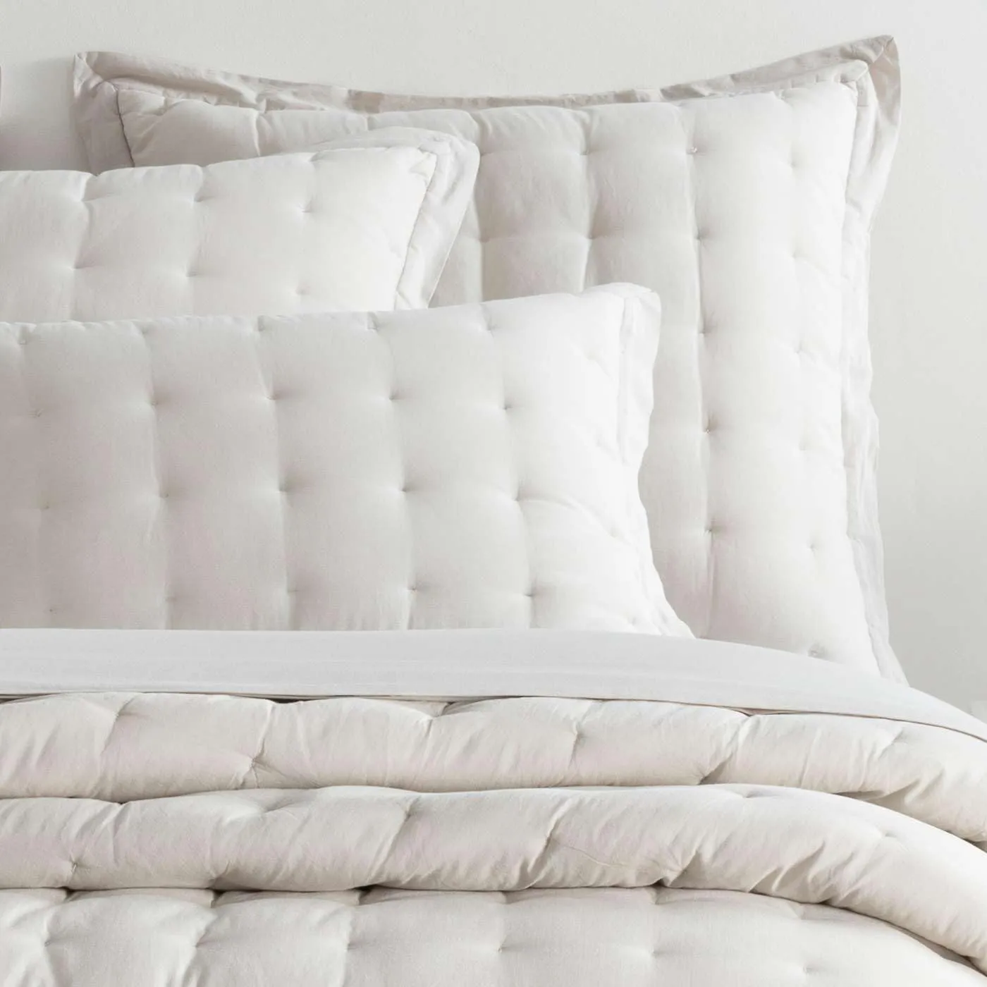 Cozy Cotton Natural Puff Sham, Euro Size, Neutral Solid Pattern