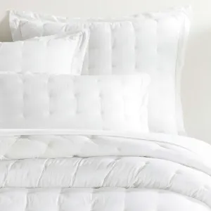 Cozy Cotton White Puff Sham, Euro Size, White Solid Pattern