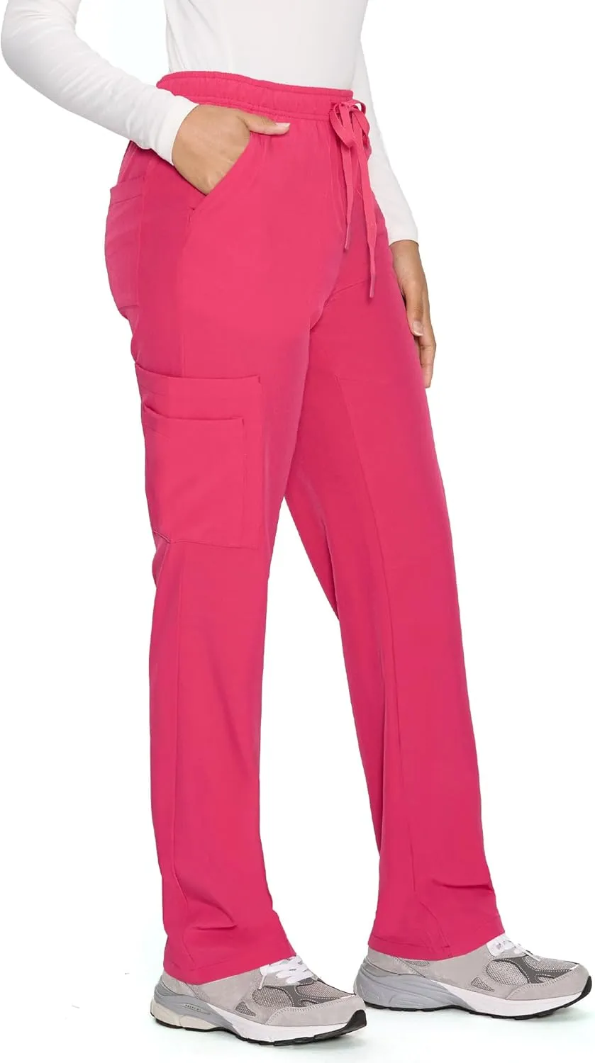 COZYFIT Straight Leg Scrub Pants for Women, Drawstring Soft Stretch, Anti-Wrinkle Women's Scrub Pants with 6 Pockets